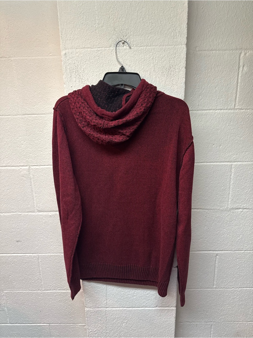 Black Men's Maroon Crewneck Hoodie Sweater - Picture 4 of 4